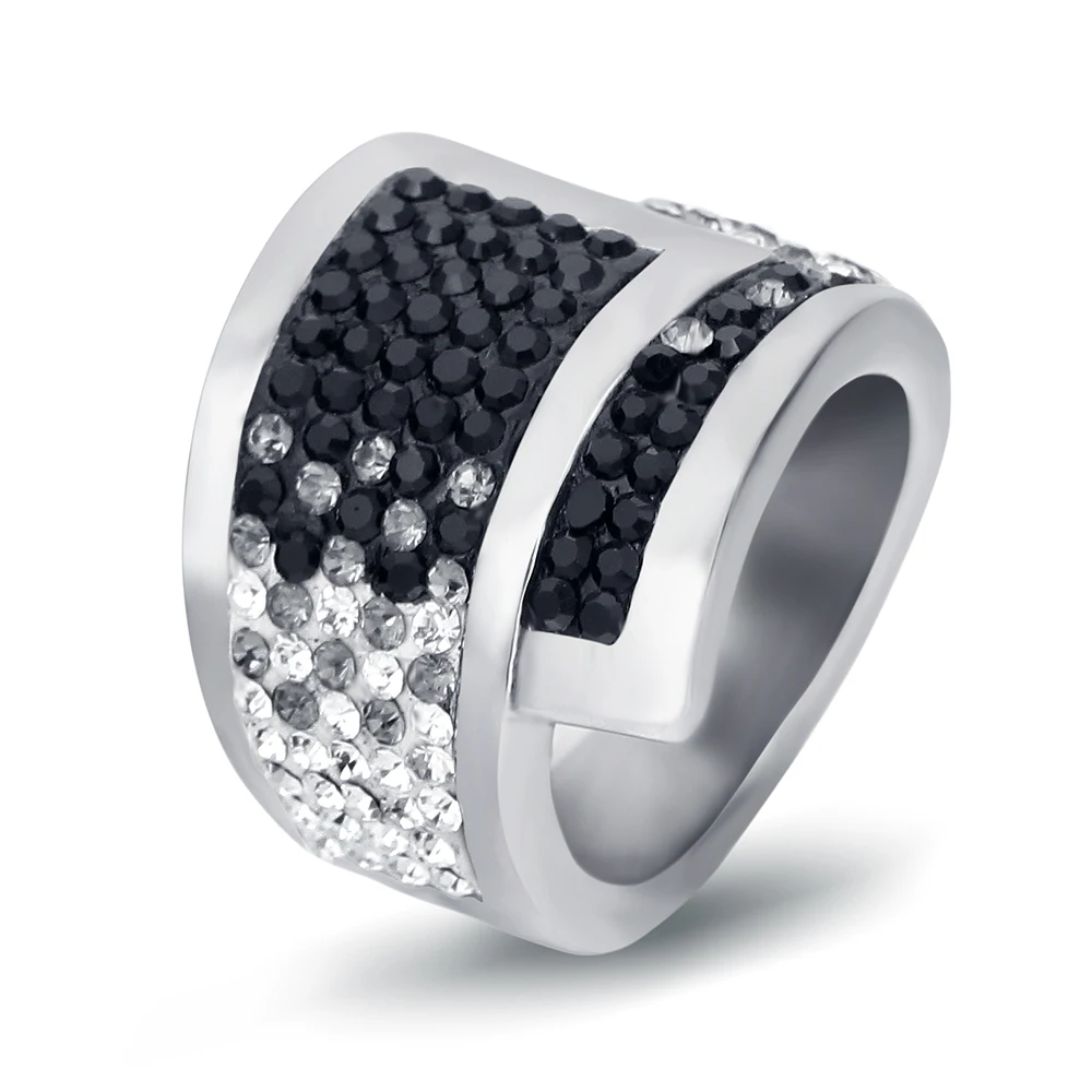 316L Stainless steel Gradual change Crystal Jewelry Wedding Rings for women