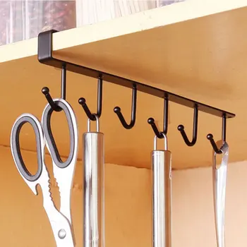 

1PC Kitchen Towel Hooks Iron Rack Multi-functional Cupboard Hanging Hook Stainless Steel Shelf Kitchen Small Items