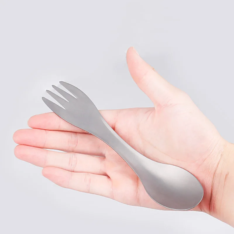 Deemount cuchara tenedor 2 en 1 ultraligero 18 gramos de aleación de titanio vajilla para el ciclismo al aire libre Camping Picnic Catering cena servicio