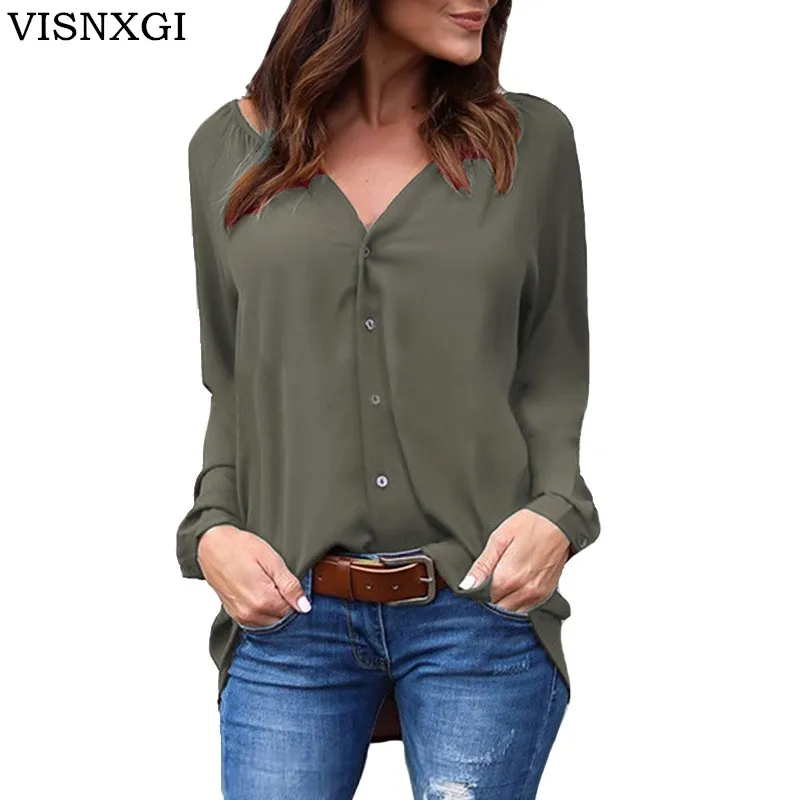 

VISNXGI New 2019 Spring Autumn Sunscreen Blouse Women Shirt Long Sleeve Tops And Loose Fit Chiffon Top Casual Shirt Fro Ladies
