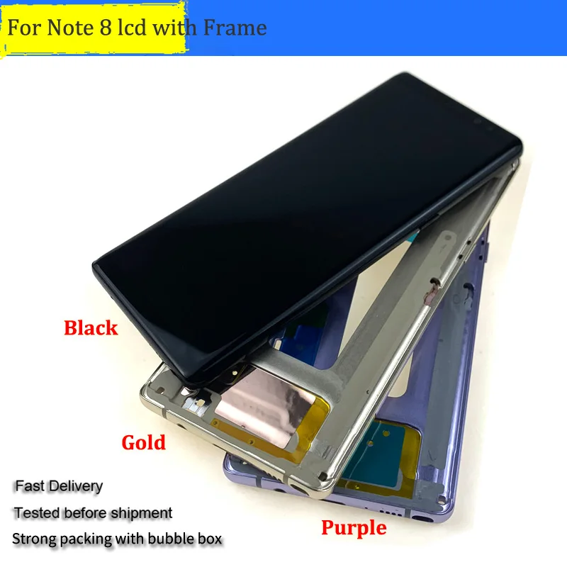 

SUPER AMOLED 6.3" LCD With Frame For SAMSUNG Galaxy NOTE8 LCD N950 N950F LCD Display Touch Screen Replacement 3colors