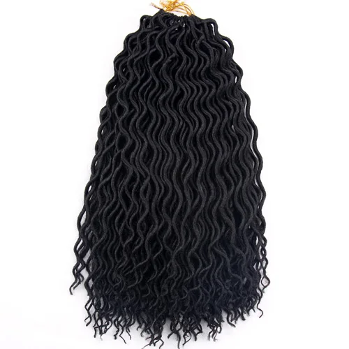 FALEMEI волосы синтетические Faux locs Curly 24 пряди/Упаковка 18 дюймов/упаковка высокотемпературное волокно крючком косички плетение наращивание волос - Цвет: # 1B