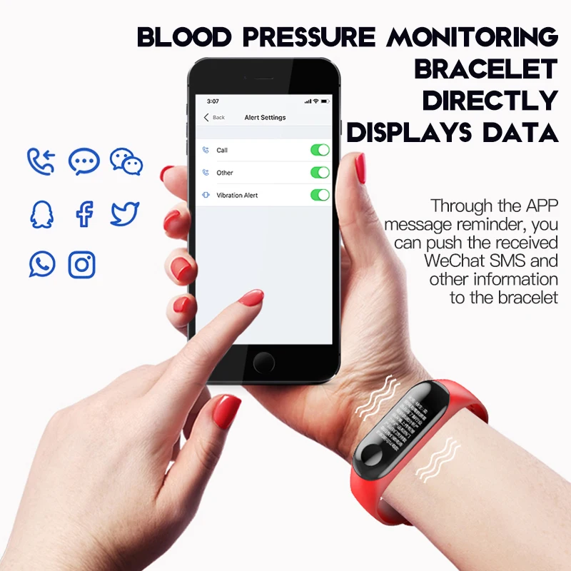 Smart Bracelet Smart Wrist Color screen Fitness Message Heart Rate Tracker IP67 Waterproof Bluetooth smart Band smartband