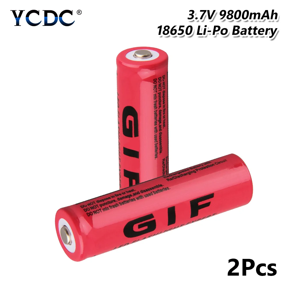 

2pcs High Capacity 3.7V 9800mAh GIF 18650 Battery Rechargeable Li-ion Lithium 9800mAh 18650 Batteries With Protection Circuit