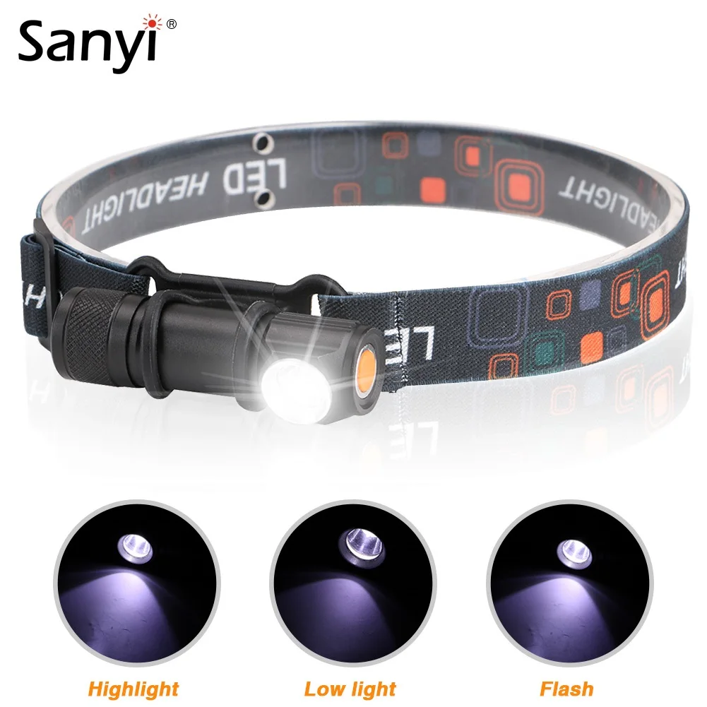 

Sanyi 2in1 LED Headlight Flashlight 3 Mode Mini Torch Magnetic Work Light USB Rechargeable Headlamp Forehead For Night Fishing