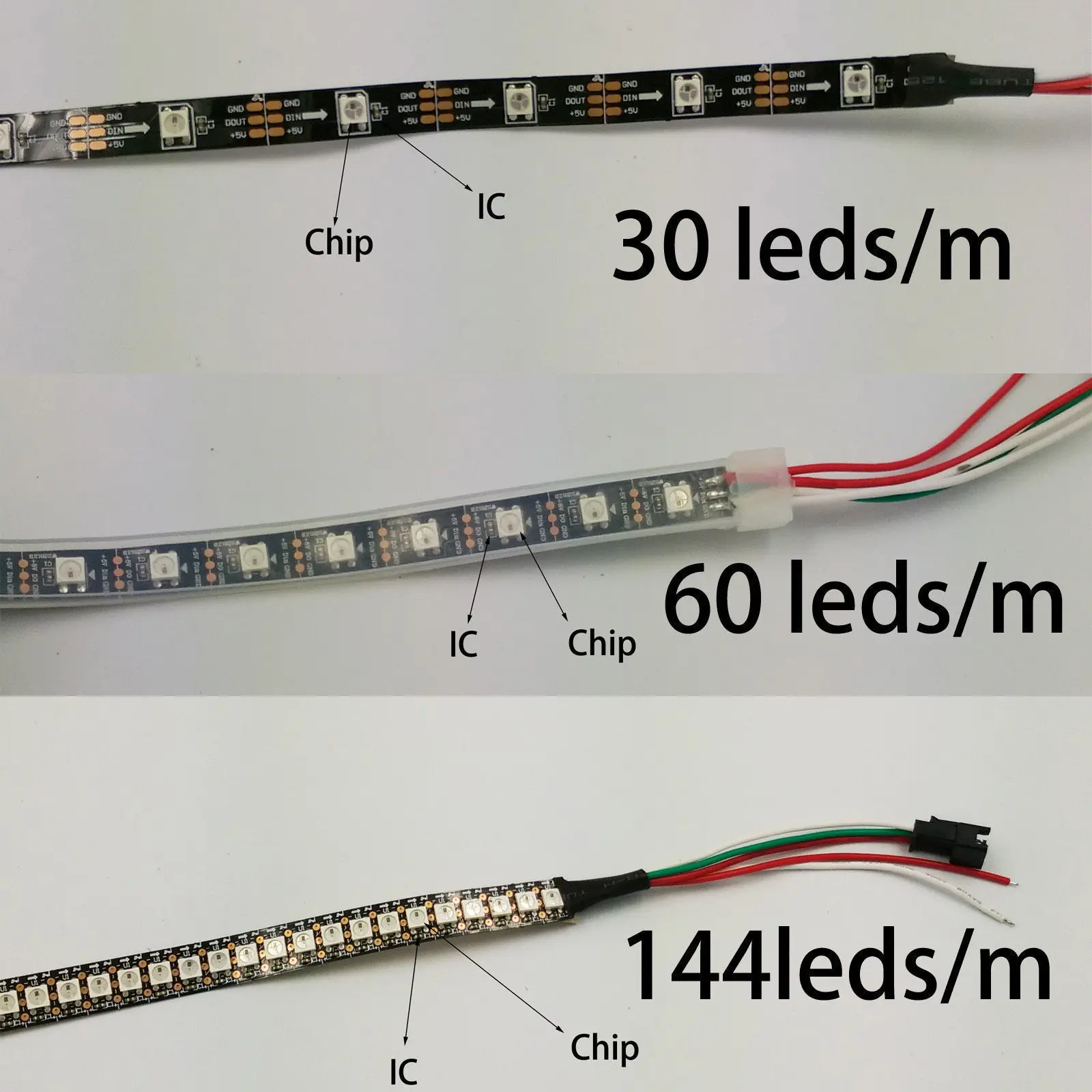 WS2812B 1m/5m SMD5050 RGB LED Strip 60/144/150/300leds/m pixels Individual Addressable DC 5V Smart RGB Led Light IP30 IP65 IP67