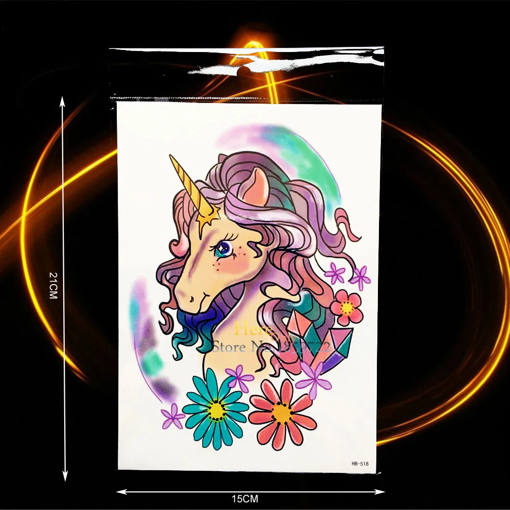 Kartun Unicorn Kuda Pony Temporary Tattoo Untuk Lady Wanita Body Art