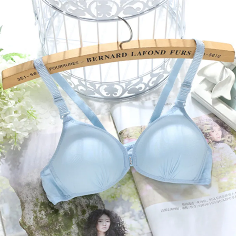 Sexy Girl Front Button Cotton Seamless Wireless Small Breast Bras 32/70