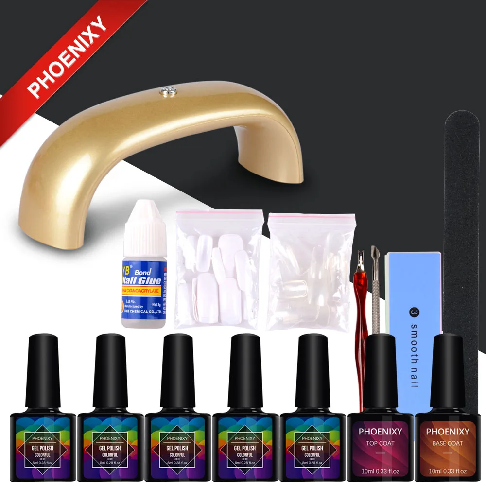 Набор для ногтей лампа для 5 видов цветов УФ комплект гель-лаков для ногтей маникюрные инструменты набор гель лак лакировка лак Полупостоянный набор для дизайна ногтей