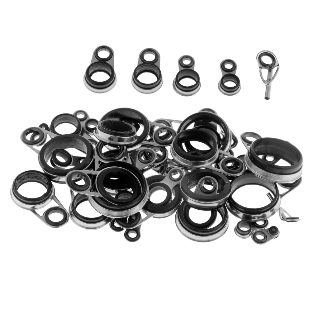 41Pcs Stainless Steel Fishing Rod Guide Ceramic Ring Top Tip Reel Care DIY  Building Ring Rod Repair Kit Fishing Accessories