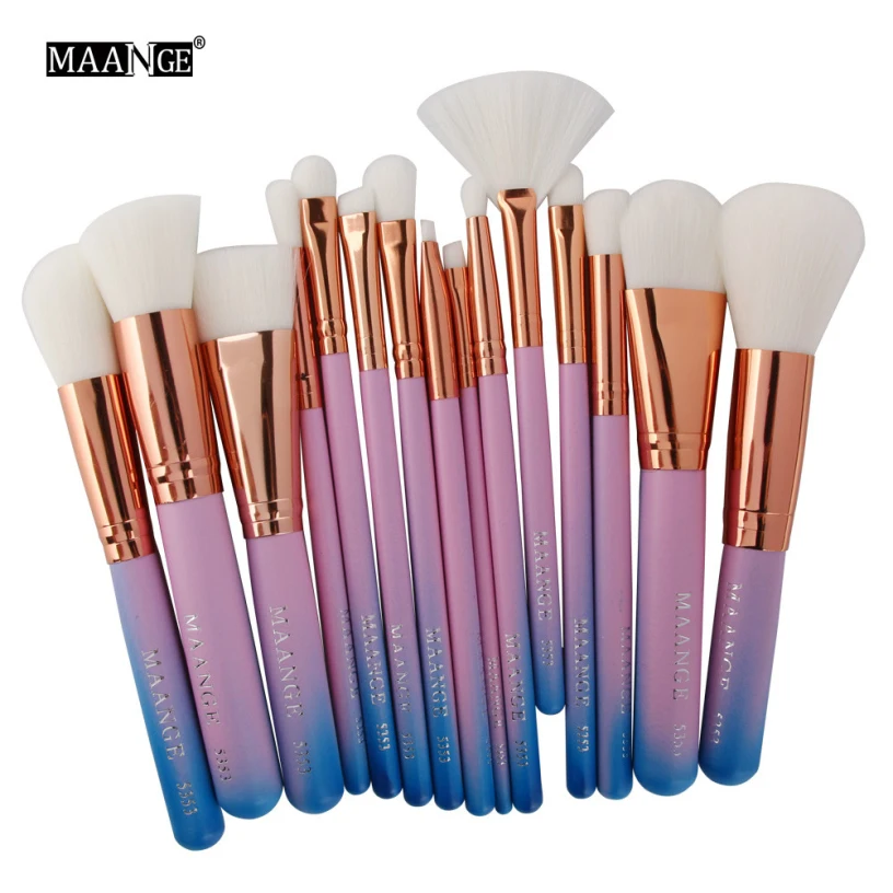 Best Deal MAANGE 15pcs Cosmetic Makeup Brush Blusher Eye Shadow Brushes Set 