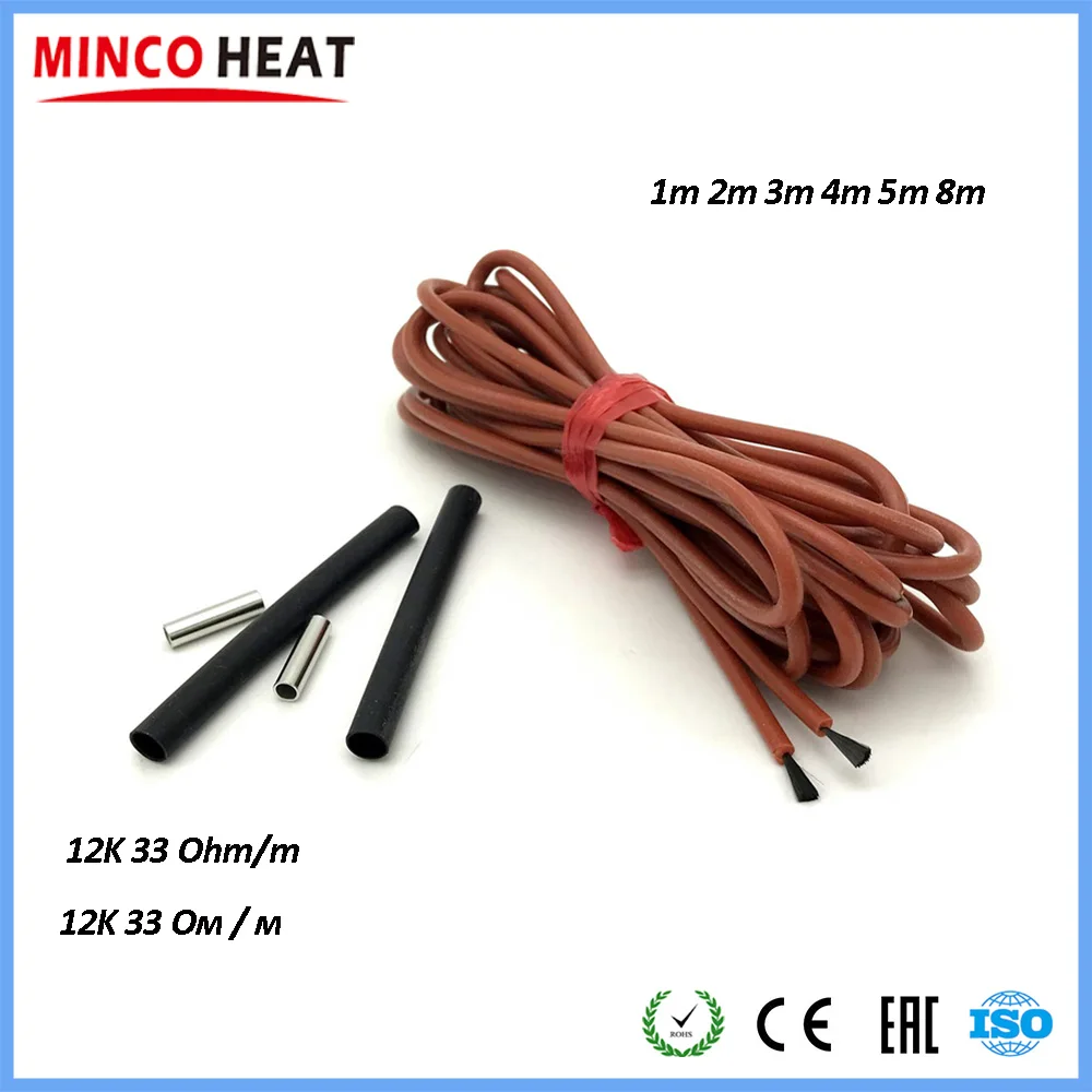 Инфракрасный кабель нагревателя Minco Heat 12K 33 Ом/м 7 ~ 220 В многофункциональный