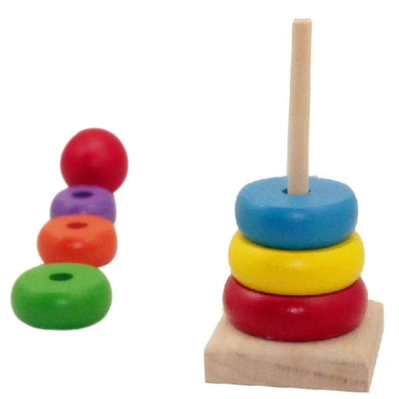 Монтессори Радужная башня кольца деревянные детские игрушки блоки математические игрушки Раннее детство Образование Детские игрушки