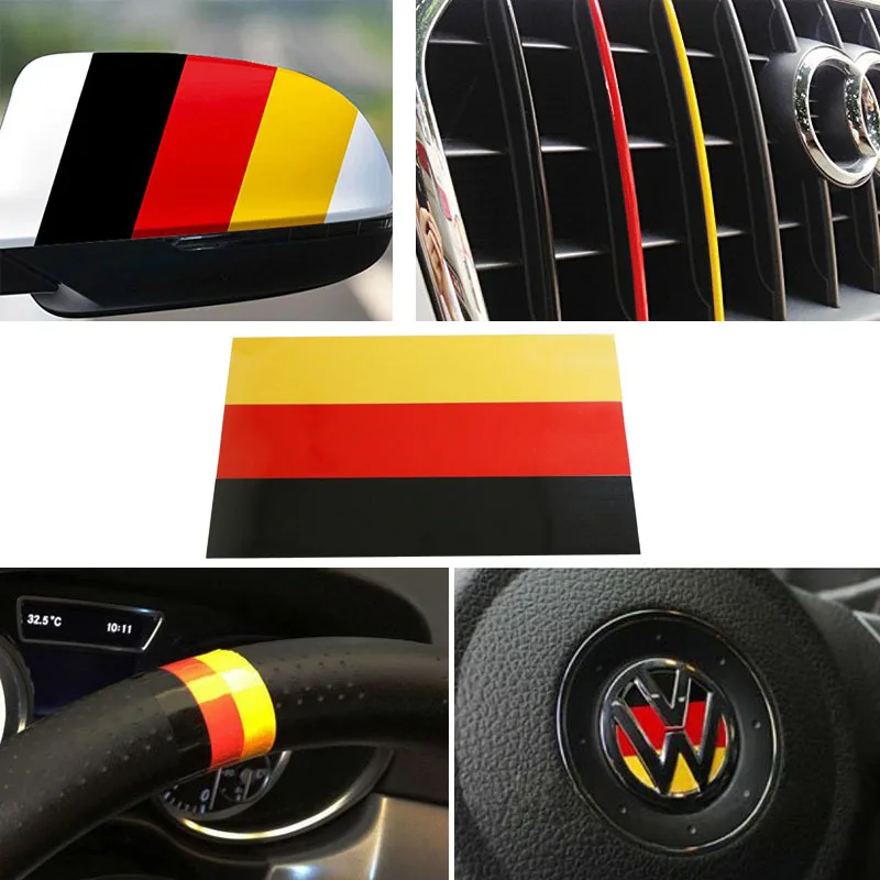 (1)10" Germany Flag In Car Sticker Stripe Decal For Euro Car Audi BMW