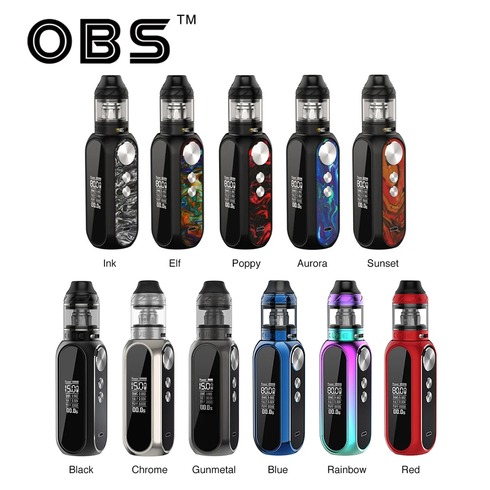 Оригинальный 80 Вт OBS Cube VW комплект с 3000 мАч OBS боксмод Cube Vape коробка с 4 мл OBS Cube танк E-cig вейп набор VS перетащите 2/перетащите мини