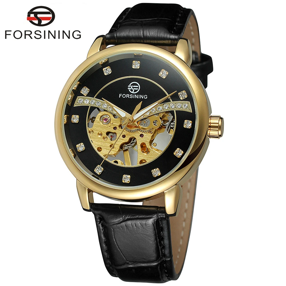 

FORSINING Brand Men Leather Band Hand Wind Mechanical Watch Skeleton Slim Fashion Wristwatch Relogio Releges Montre Homme