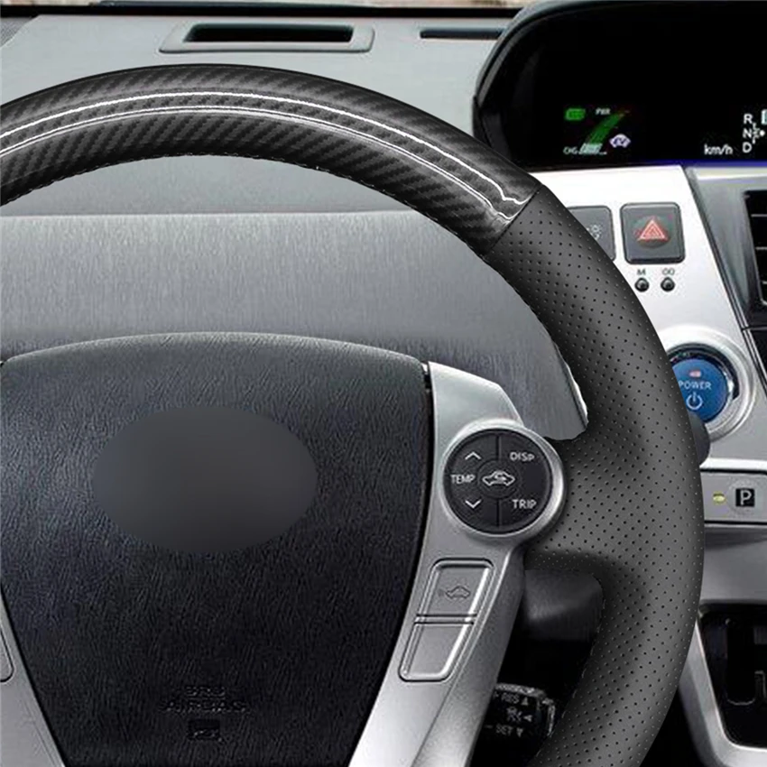 MEWANT черный PU углеродного волокна Чехол рулевого колеса автомобиля для Toyota Prius 30(XW30) 2009- Prius C(US) 2012- Prius V(US) 2012