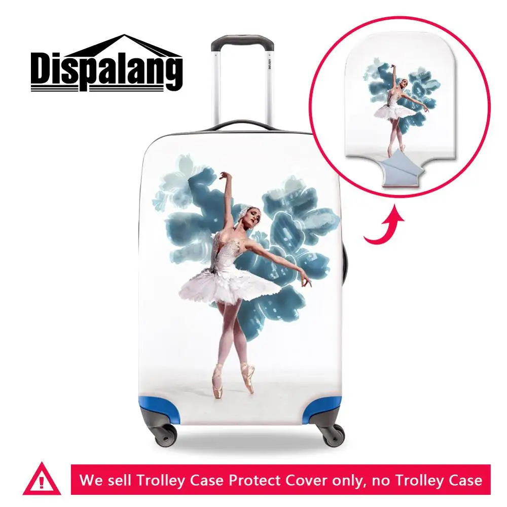 Плотные эластичные Защитные чехлы для багажа с рисунком балетной девушки на молнии для 18-30 дюймов, чехол, водонепроницаемый чехол для танцевального костюма - Цвет: Белый