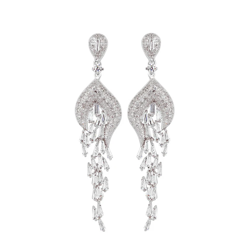 Luxury Design 7cm Long Chandelier Earrings With Full Cubic Zirconia Luxury Design 7cm Long Chandelier Earrings With Full Cubic Zirconia Diamond Hand Made Jewelry Le0115 In Drop From Accessories On