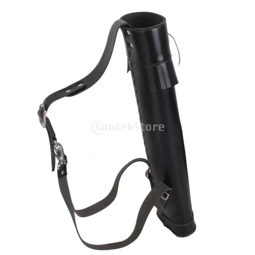 

Traditional PU Leather Back Archery Quiver Arrow Holder Bow Portable Black