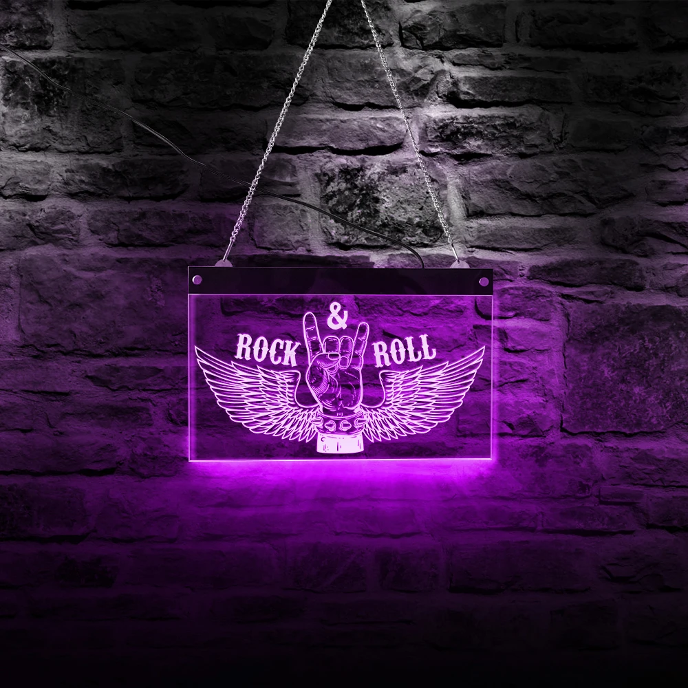 Billig Rock N Roll Rock Musik Multi Farben Ändern Led Licht Zeichen Geschenk Für Band Pub Bar Mode Wand Kunst decor Neon Display Zeichen Bord