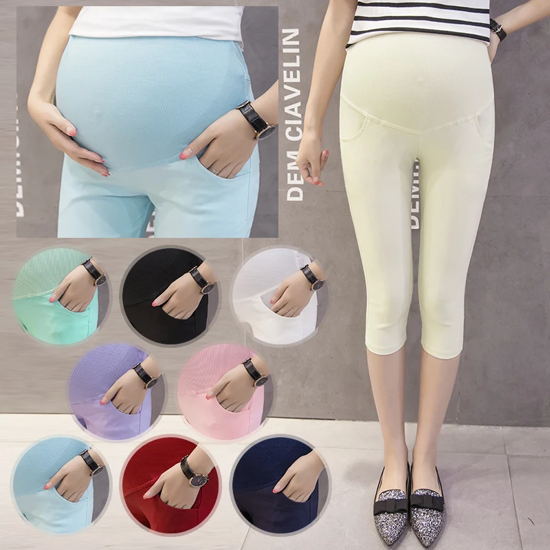 

Maternity Pants for Pregnant Clothes Summer Pregnancy Maternity Clothing Skinny Leg Leggings Capris for Pregnant Women 9 Color
