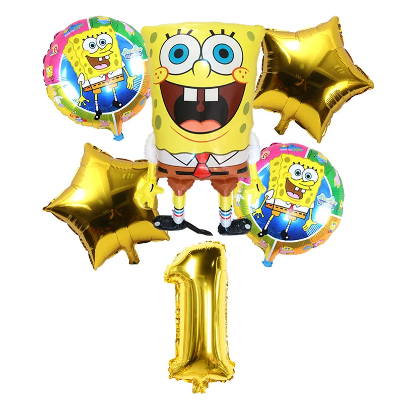 6 шт на день рождения 3D надувные шары «Спанч Боб» набор вечерние принадлежности воздушные шары детский Декор детская вечеринка украшения надувные шары «Спанч Боб» гелий - Цвет: 1