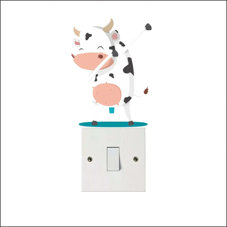 

Cool style Cartoon Pig Cow Cat Light Switch Wall sticker on wall Removable Kids Children Nursery baby Room Funny Home Decoration