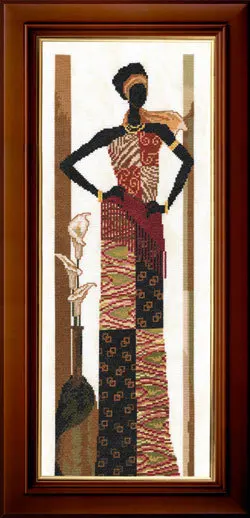 CS-1353 cross stitch kit African woman lady girl with lily flower.jpg