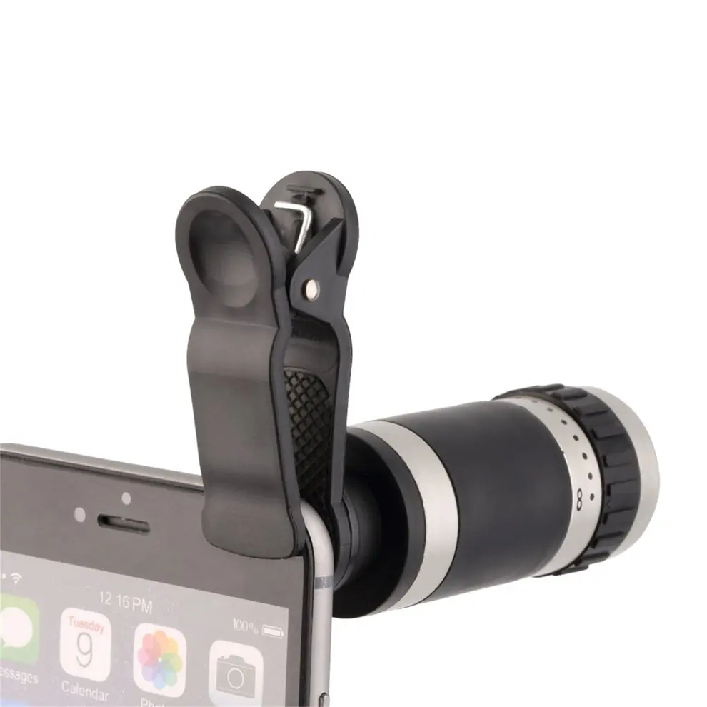 

2pcs Grey Universal 8X-18X Optical Mobile Phone Telescope Telephoto Camera Len+Clip