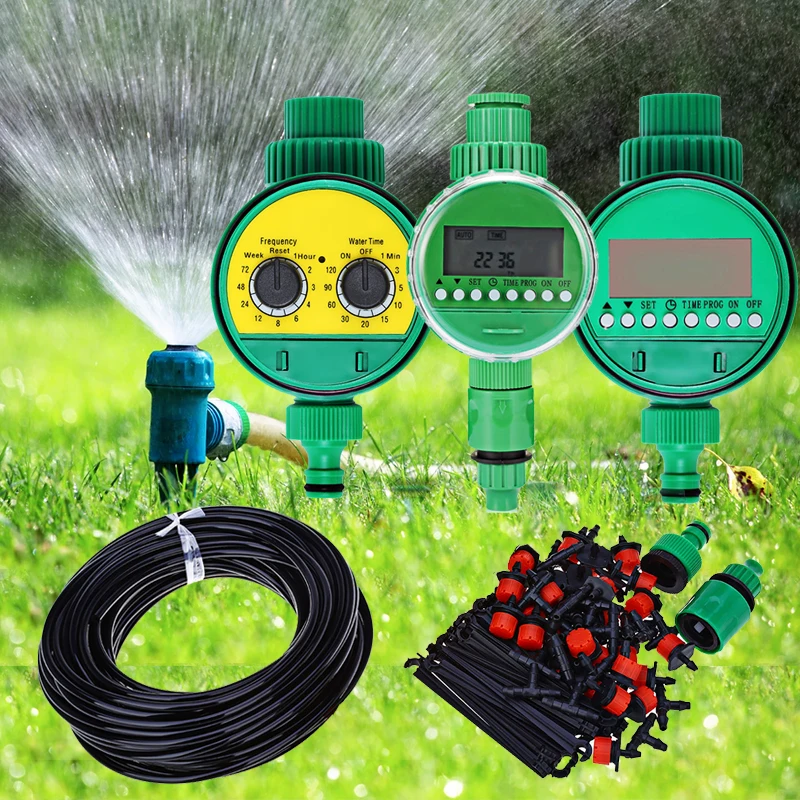 

DIY 25M Micro Drip Irrigation Watering Timer Garden Hose Kit Plant Automatic Water Controller Adjustable Dripper Sprinkler Tools