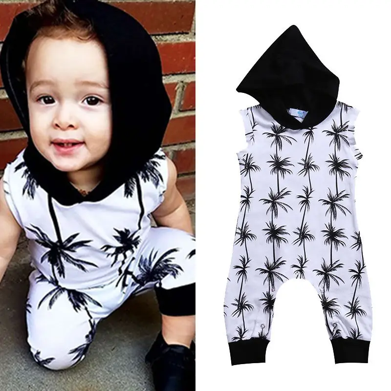 Newborn Kids Baby Boys Jumpsuits Baby Boy Fashion Sleeveless Hooded Jumpsuit Outfits Clothes Baby Clothing