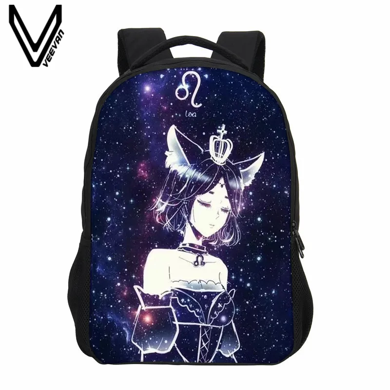 VEEVANV 12 Constellations School Laptop Backpack Girls Shoulder Bag