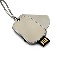 Free Shipping Dog Tag Shape 32gb USB Flash Drive Necklace Pen Drive Metal Memory Stick USB Flash Disk
