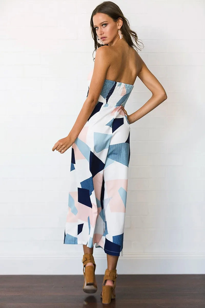 New Women's Sexy Tube Top Printing Tights Loose Loose Pants Women's One-piece Trousers Women's Clothing 0496