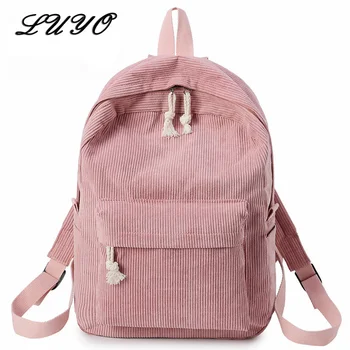 

LUYO Backpacks Women Corduroy Bagpack Solid Bag Fashion Mochilas Mujer Escolar Rucksack School Bag For Girls Backpack Schoolbag
