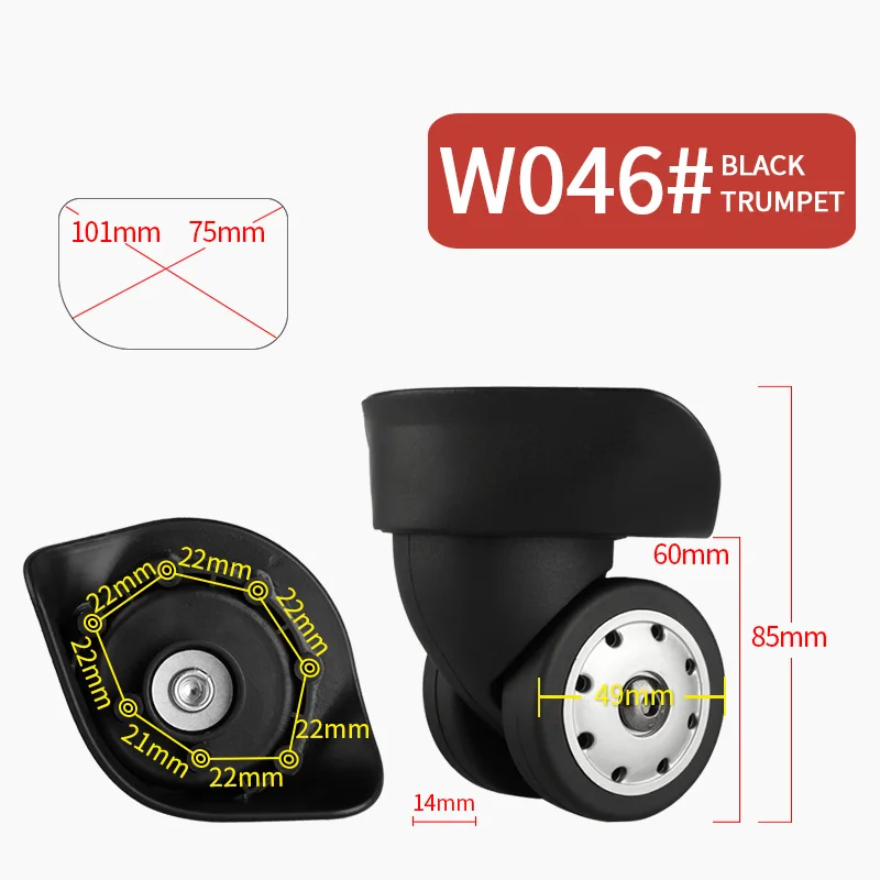 W046 чемодан на колесиках, аксессуары для чемоданов на колесиках, аксессуары для чемоданов, сменный чемодан на колесиках для путешествий, ролики для багажа - Цвет: W046 Trumpet Black