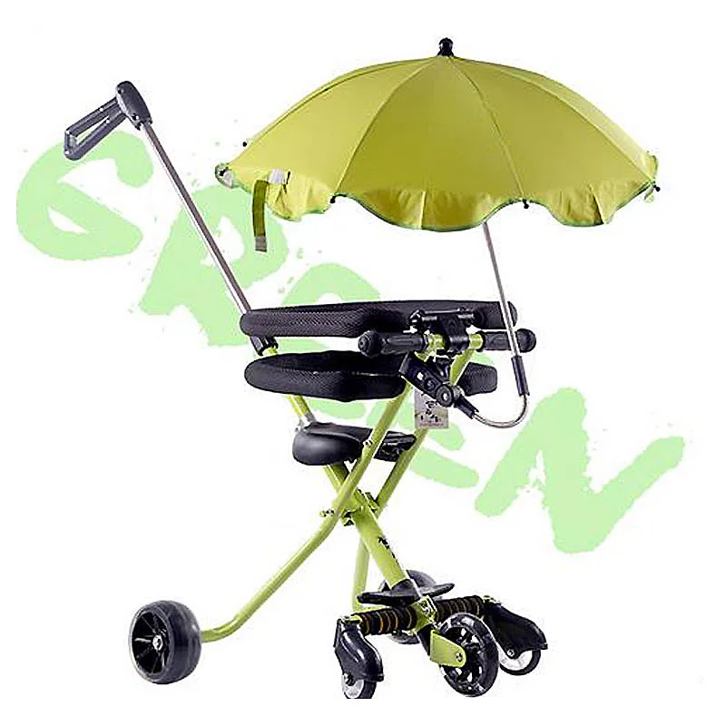 Five Wheels Portable Folding Tricycle Hand Push Walker Baby Tricycle