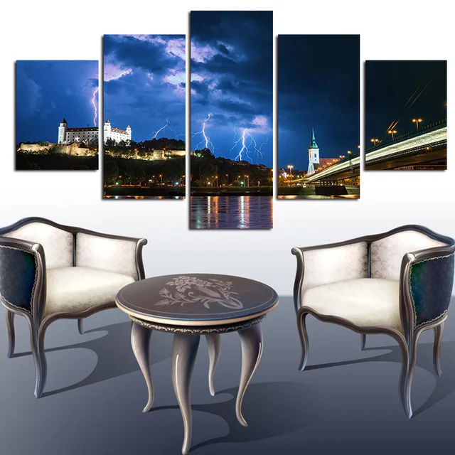 5 шт./компл. Холст Искусство гром и молния ночью картины на холсте украшения для