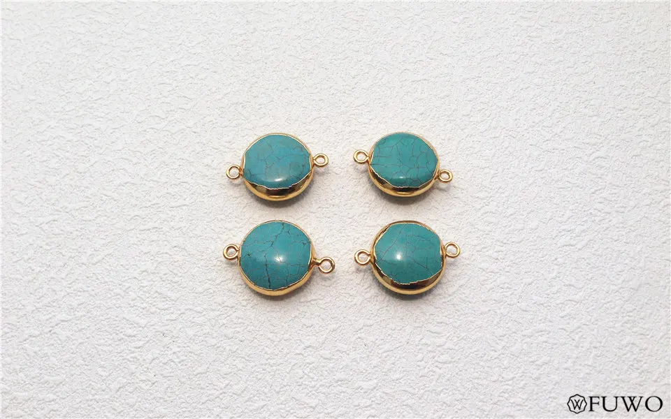 Round smooth turquoise connector 8