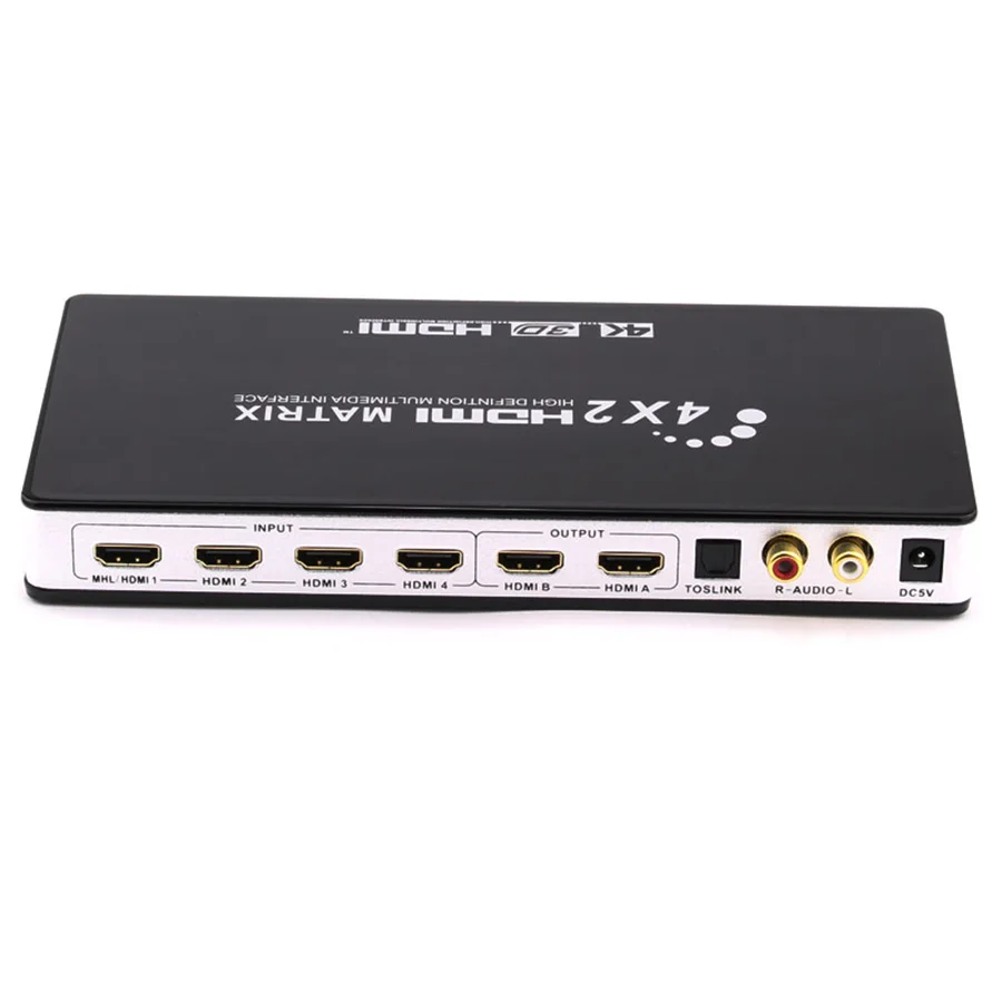 New Full HD 4K 1080P HDMI Matrix 4x2 Switch Splitter HIFI Matrix with IR Remote Control Audio Supports HDMI V1.4/3D/4Kx2K New Full HD 4K 1080P HDMI Matrix 4x2 Switch Splitter HIFI Matrix with IR Remote Control Audio Supports HDMI V1.4/3D/4Kx2K