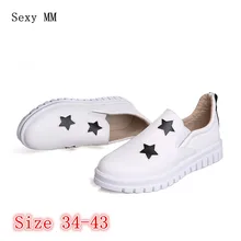 Обувь без шнуровки женские туфли-оксфорды на плоской платформе лоферы на плоской подошве, женская повседневная обувь высокое качество, большие размеры 34-40, 41, 42, 43