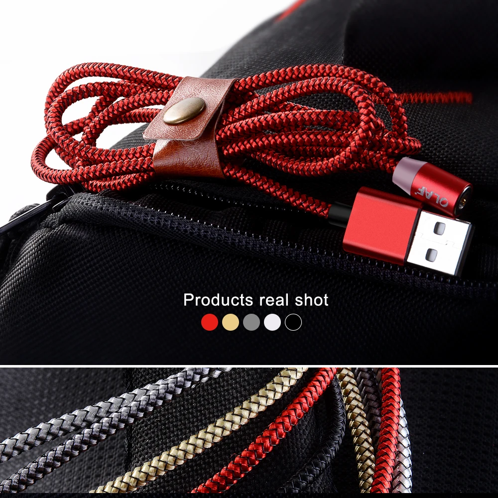 OLAF 1 м 2 м светодиодный кабель для быстрой зарядки Micro usb type C для Xiaomi Redmi Note 7 Mi9 Магнитный кабель для зарядки для iPhone X XR XS Max