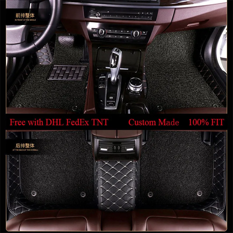 

OLPAY Leathe Car Floor Mat For Mitsubishi Outlander 2003- 2015 2016 2017 2018 Carpet Cover Double Layer Foot Pad Car Accessories