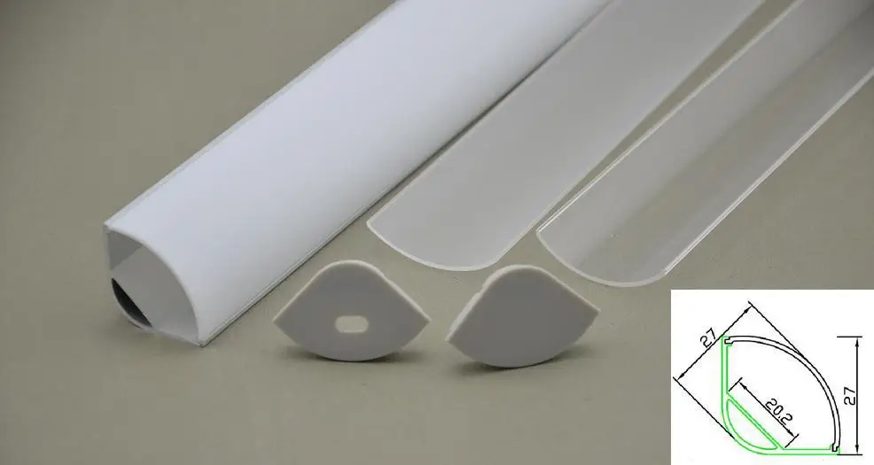 0-300 см алюминиевый угловой Макси светодиодный профиль с торцевыми крышками и матовым, опаловым и прозрачным диффузором