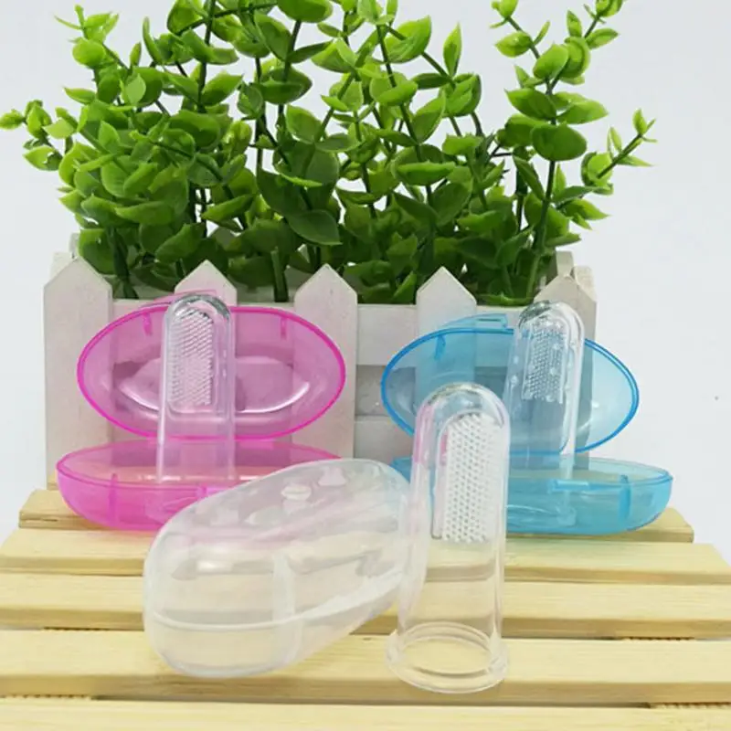 Healthy Kids Baby Infant Oral Dental Teeth Cleaning Care Hygiene Brushes Soft Silicone Finger Toothbrush Massager Brush with box