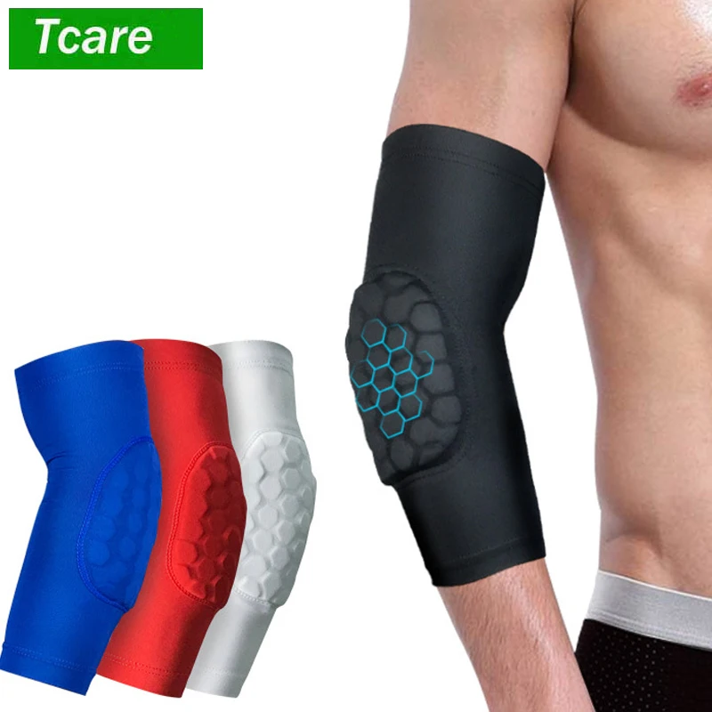 

Tcare 1Pcs Elbow Brace Sleeve Elbow Pad Arm Elbow Breathable Protection Workout Outdoor Sports Hexagonal Honeycomb Pad