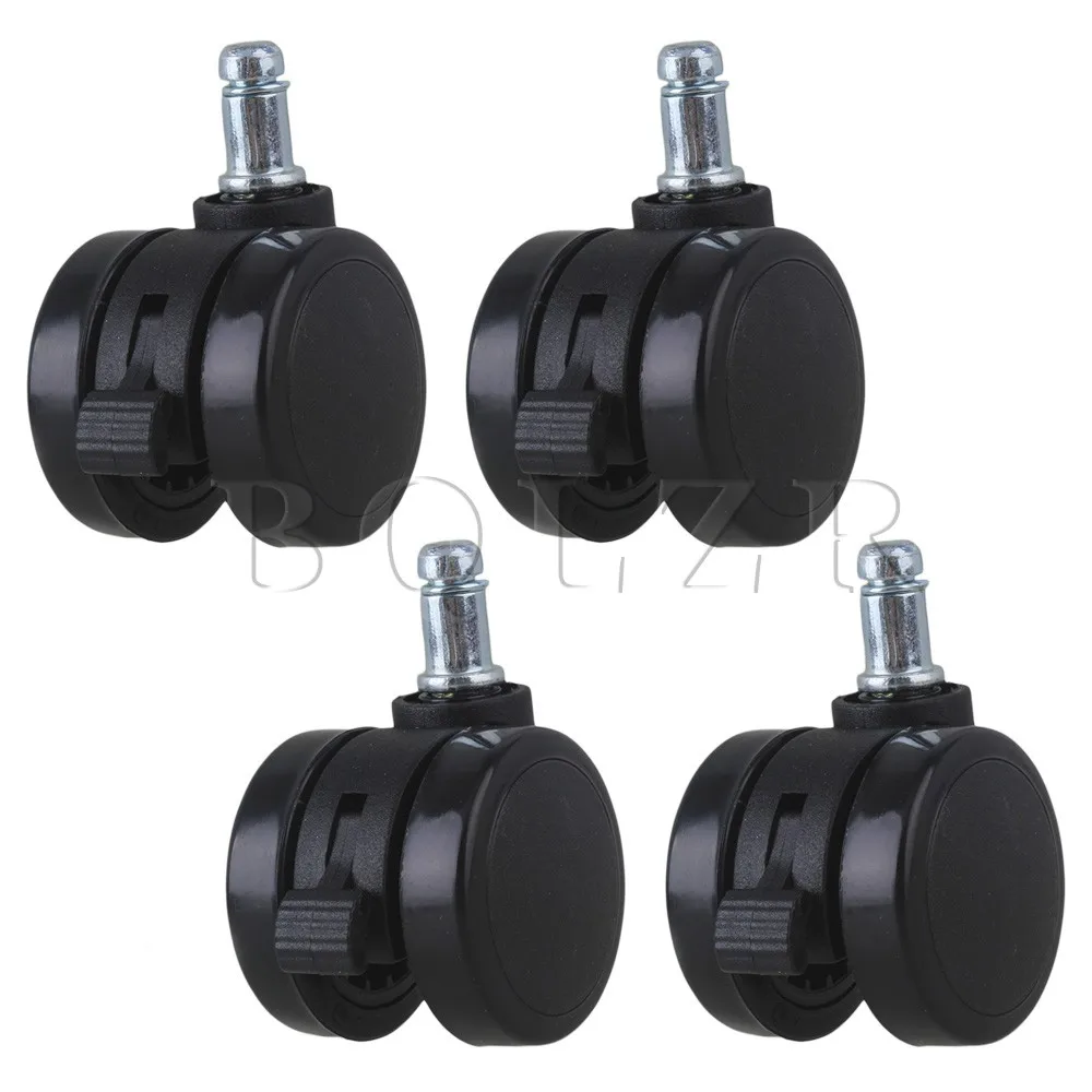 4pcs Furniture Office Chair PU Swivel Caster Wheel BQLZR Grip Ring Stem w/ Brake