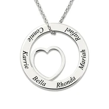 AILIN Engraved Silver Love Circle Necklace White Gold Color Personalized Necklace Family Name Jewelry for Grandma AILIN Engraved Silver Love Circle Necklace White Gold Color Personalized Necklace Family Name Jewelry for Grandma
