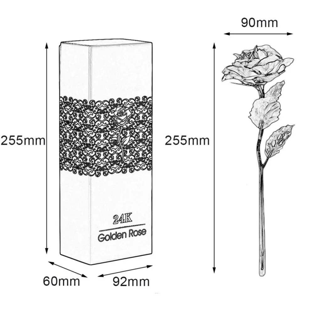 Подарок на день Святого Валентина, позолоченный золотой цветок розы 24 К, подарок на праздник, украшение для свадебной вечеринки, Розничная коробка, Прямая поставка